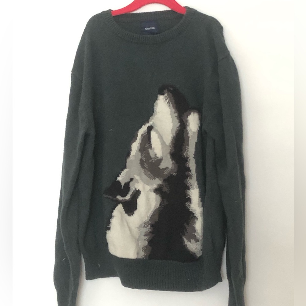 Gap Kids Evergreen Embroidered Wolf Sweater